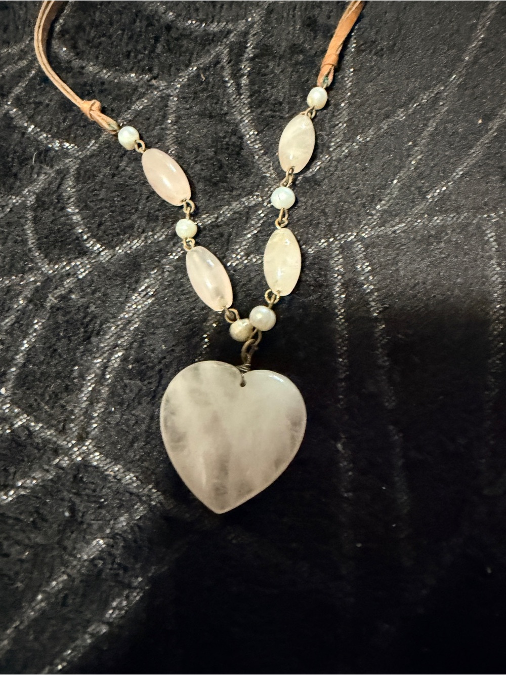 Source Unknown Pink Rose Quartz Heart Pendant Necklace
